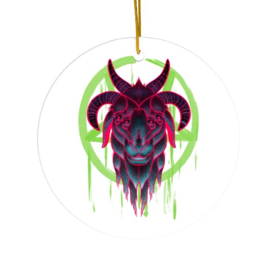 Neon Baphomet Ceramic Ornaments