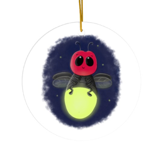 Cute lightning bug firefly cartoon illustration Ceramic Ornaments