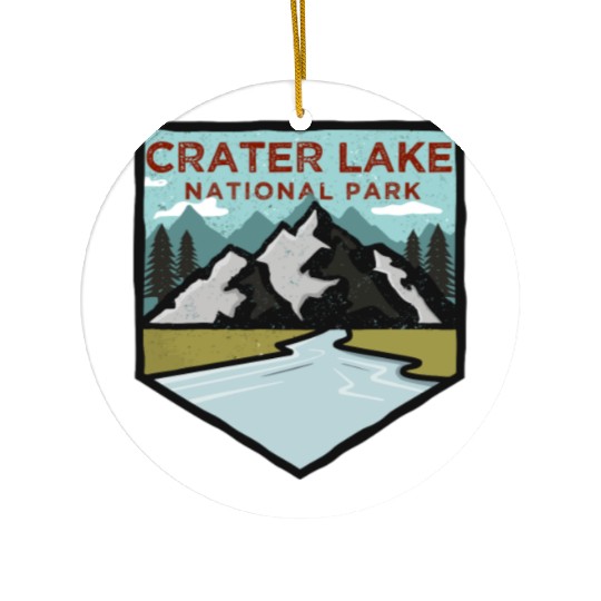 Retro Vintage Crater Lake National Park Gift Ceramic Ornaments