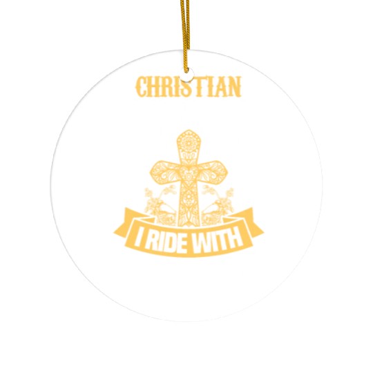 Christian Biker I Ride With Jesus Motorcycle Ceramic Ornaments