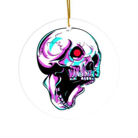 Skull Robot With Red Blinking Eye Cyborg Ceramic Ornaments