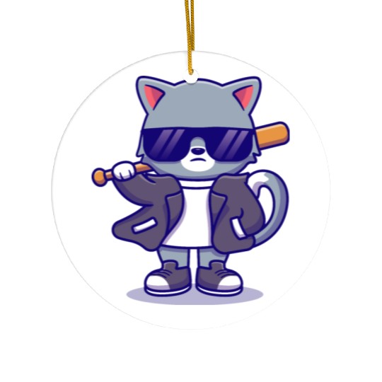 Cat Sun Glasses Bat Ceramic Ornaments