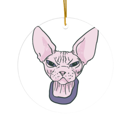 grumpy catpinkGrumpy Sphinx Cat - Purple Ceramic Ornaments