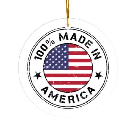 USA Made in America flag stamp Ceramic Ornaments