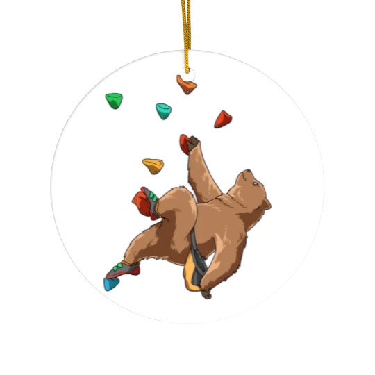 Grizzly Bouldering and Rock Climbing Gift Ceramic Ornaments