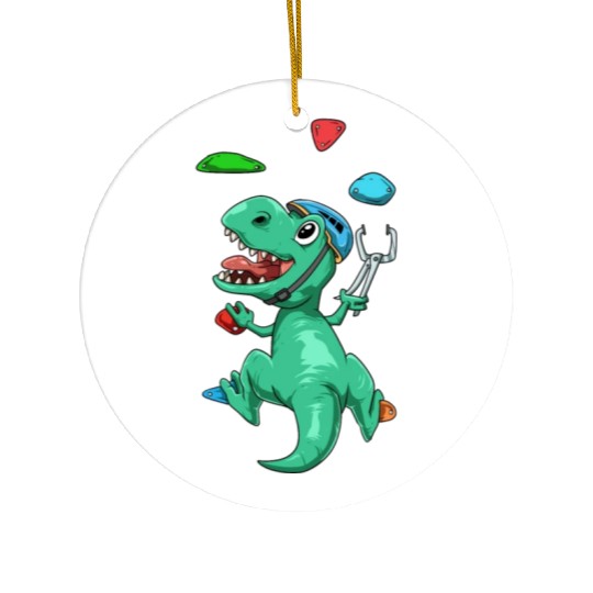 Funny T-Rex Bouldering and Rock Climbing Gift Ceramic Ornaments