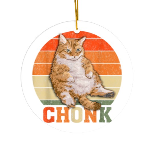 Funny Overweight Chubby Chonk Cat Meme Memes Ceramic Ornaments