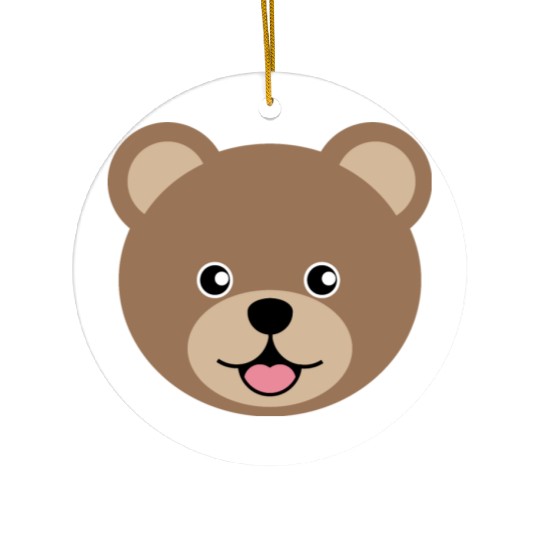 Cute Brown Teddy Bear Face Ceramic Ornaments