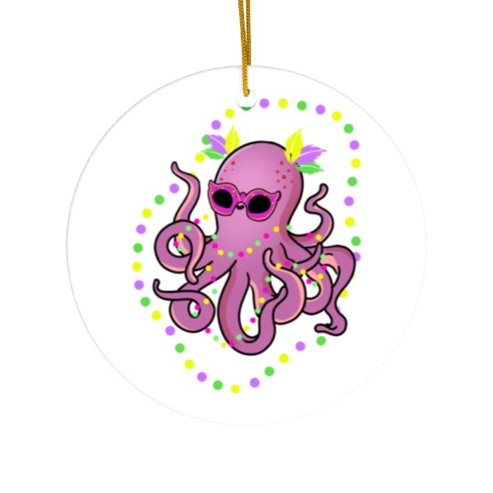 Mardi Gras Octopus For Octopus Lover Ceramic Ornaments