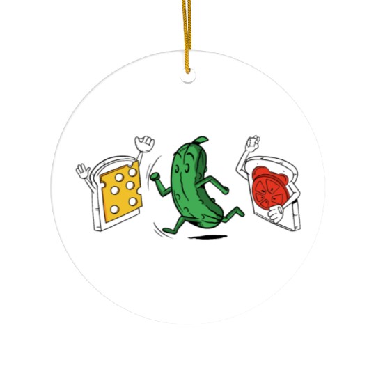 Baseball Pickle Runner Tomato Cheese Sandwich Joke Ceramic Ornaments
