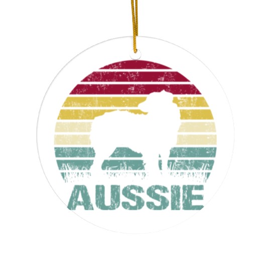 Aussie Australian Shepherd Retro Silhouette Ceramic Ornaments