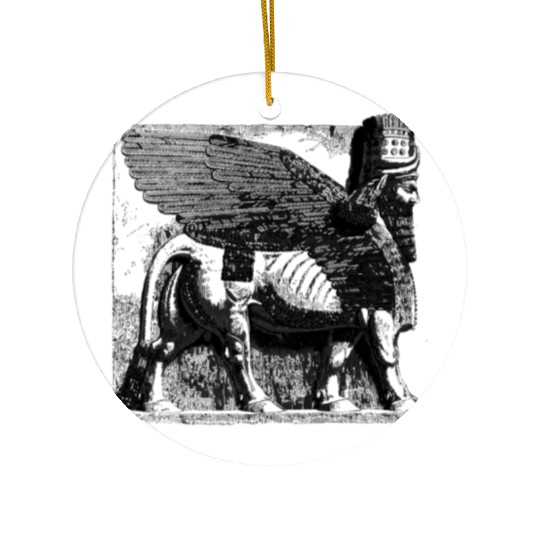 Lamassu Sumerian Persian Lion Bull Human Head Ceramic Ornaments