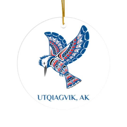 Native American Utqiagvik Kingfisher Bird Alaska Ceramic Ornaments