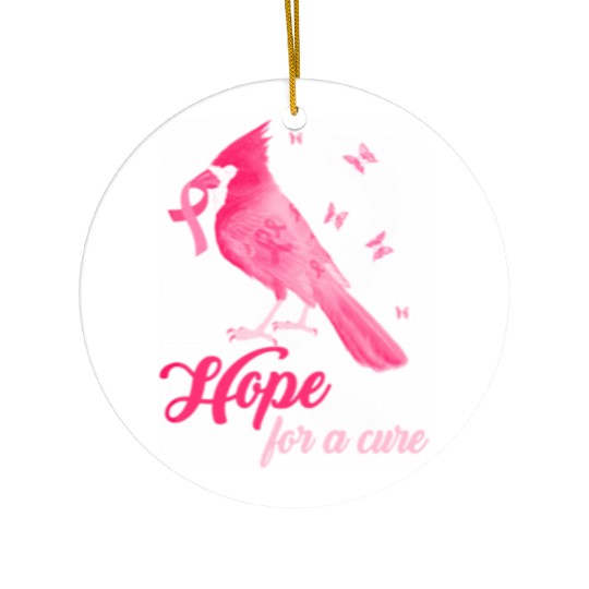 Breast Cancer Cardinal bird hope for a cure Ceramic Ornaments