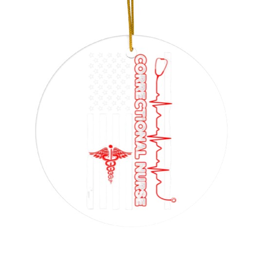 Correctional Nurse USA Flag Nursing RN Ceramic Ornaments