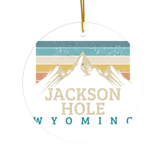 Jackson Hole Wyoming Vintage Mountains Nature Souv Ceramic Ornaments