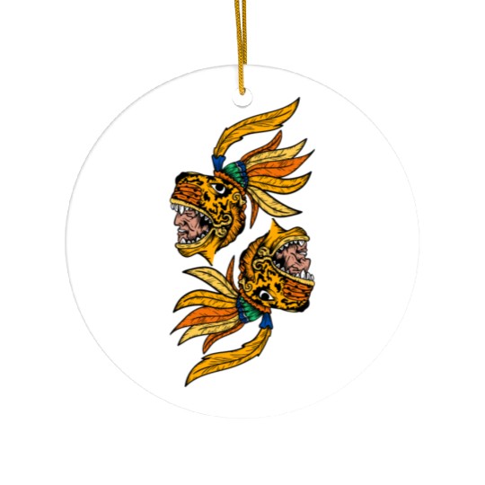 Aztec Warior Jaguar Maya Inca Culture Ceramic Ornaments