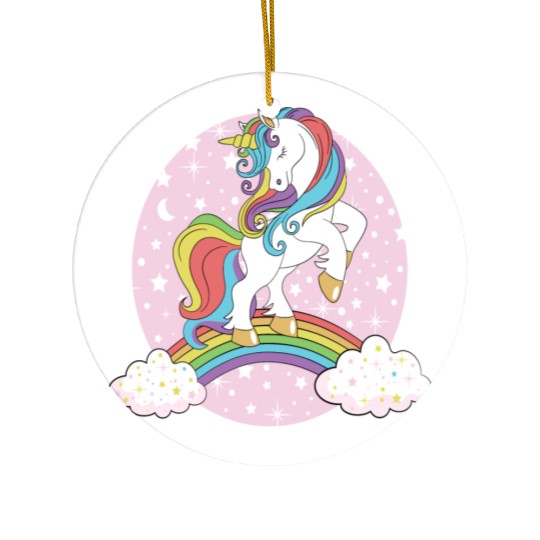 Unicorn rainbow Ceramic Ornaments