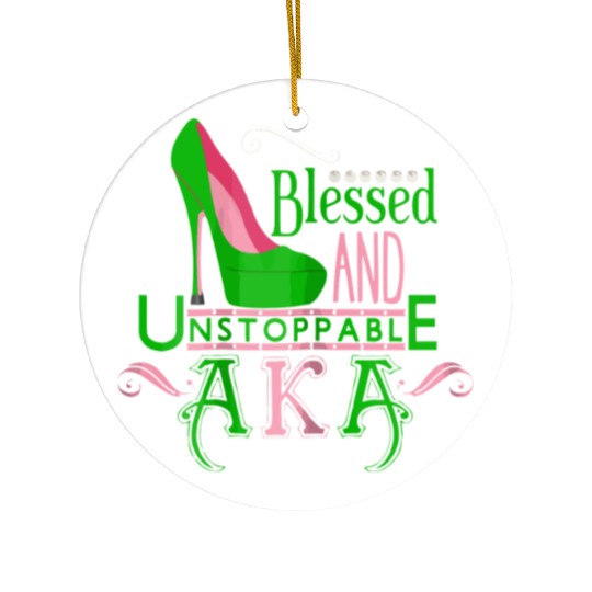 Womens AKA inspired Blessed AKA AKA sorority Alpha Ceramic Ornaments