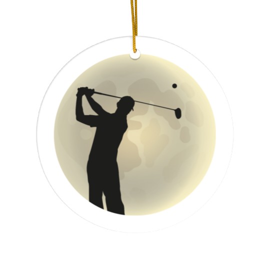 Golfer Silhouette Golf Golfer Moon Full Moon Ceramic Ornaments