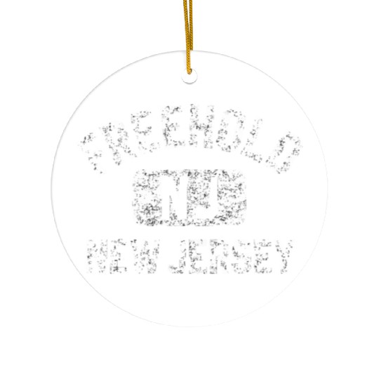 Freehold Nj New Jersey Gym Style Distressed WhiteG Ceramic Ornaments