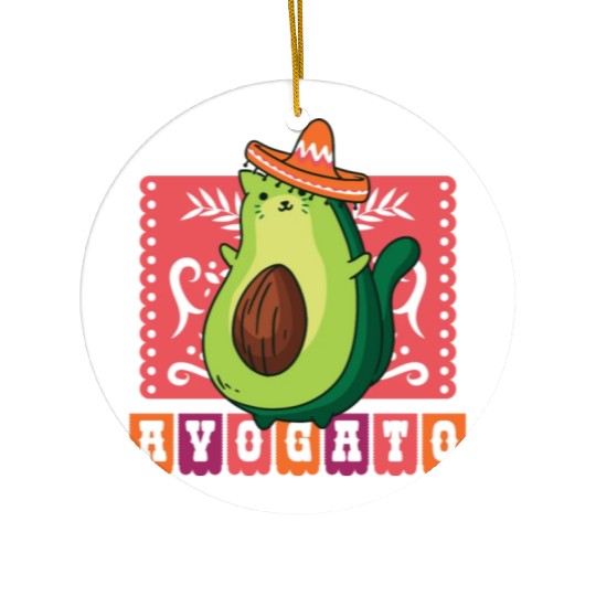 AVOGATO " AVOCADO CAT MEXICAN " Ceramic Ornaments