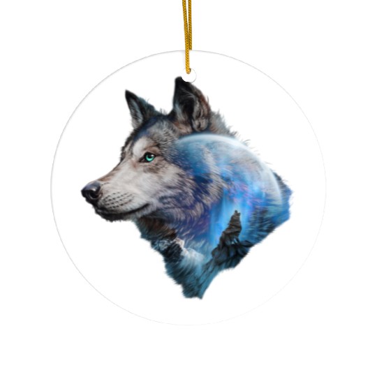 Wolf Moon Forest View Nature Ceramic Ornaments