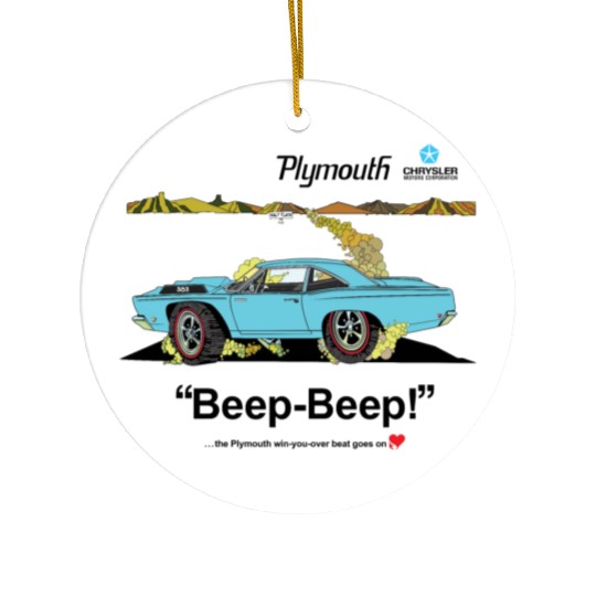 1968 Plymouth Road Runner Salt Flats Light Blue Ceramic Ornaments