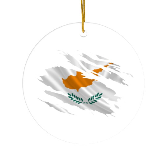Cyprus Ripped Flag Ceramic Ornaments