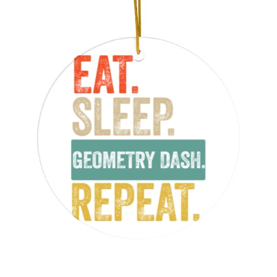Eat sleep geometry dash repeat retro vintage Ceramic Ornaments