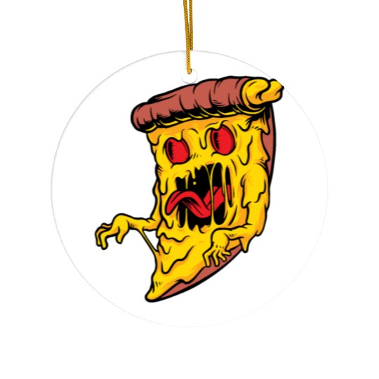 Scary Pizza Pizza scary horror cool graphic design Ceramic Ornaments