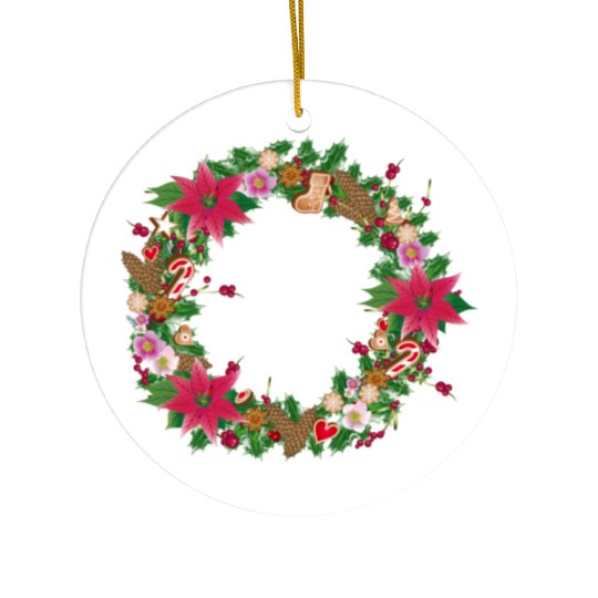 classic Christmas wreath lavishly decorated Ceramic Ornaments