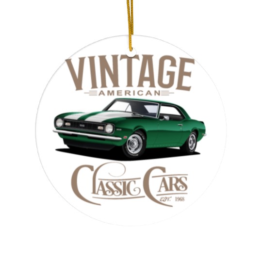 Vintage Green Camaro Classic Car Ceramic Ornaments