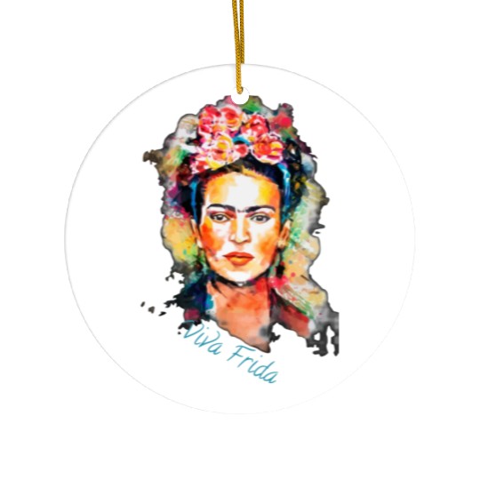 Frida Kahlo Viva Frida Bold And Beautiful Watercol Ceramic Ornaments