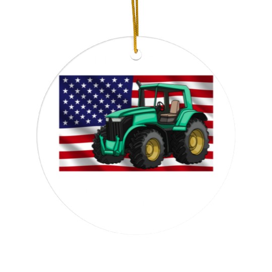 Proud American Farmer Tractor Ceramic Ornaments