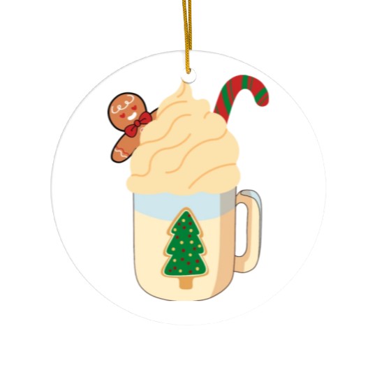 Candy Cane and Hot Cocoa, Hot Chocolate Ceramic Ornaments