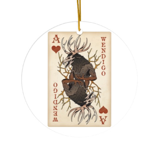 Wendigo Playing Card - Ace of Hearts Cryptid Art Ceramic Ornaments