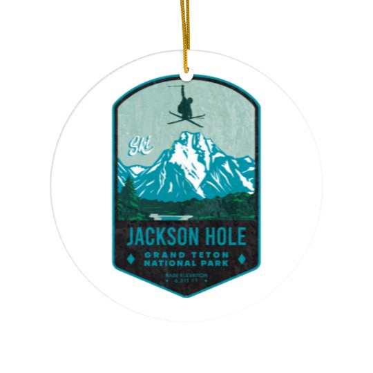 Jackson Hole Ski Badge Ceramic Ornaments