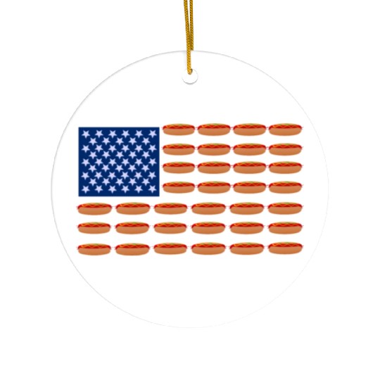 Hot Dog American Flag Patriotic Ceramic Ornaments
