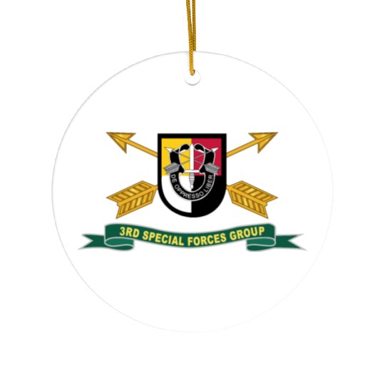 Army 3rd Special Forces Group Flash w Br Ribbon Ceramic Ornaments