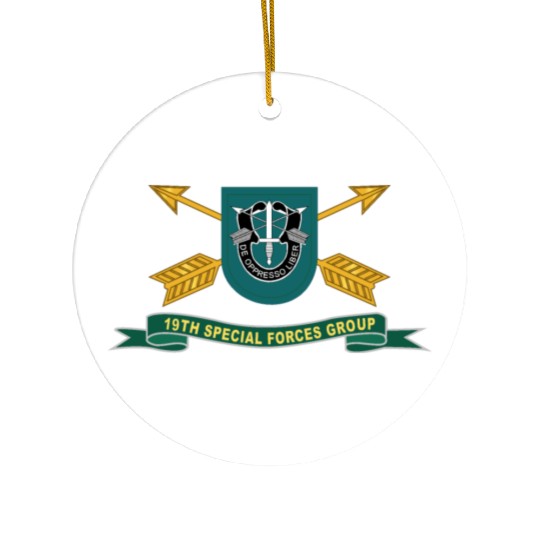 Army 19th Special Forces Group Flash w Br Ribbon Ceramic Ornaments