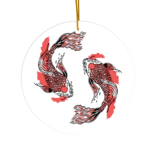 Koi Fish Swirly Ceramic Ornaments