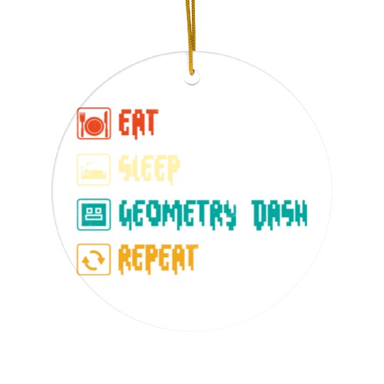 Eat sleep geometry dash repeat retro Jumper Repeat Ceramic Ornaments