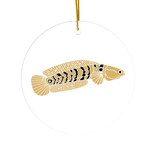 black and gold channa snakehead fish illustrations Ceramic Ornaments