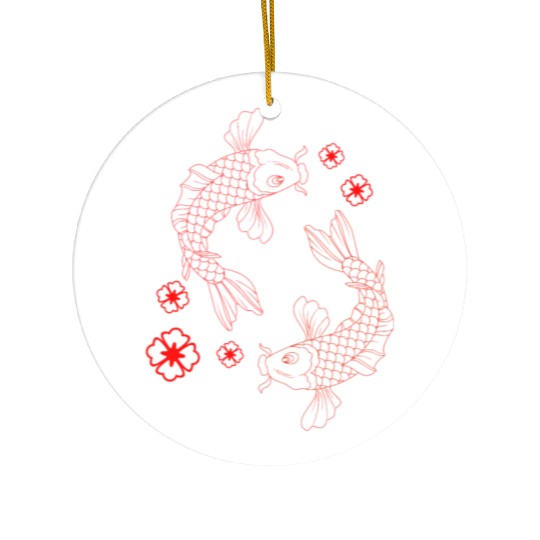 Japanese Koi Fish Carp Graphic Design Ceramic Ornaments