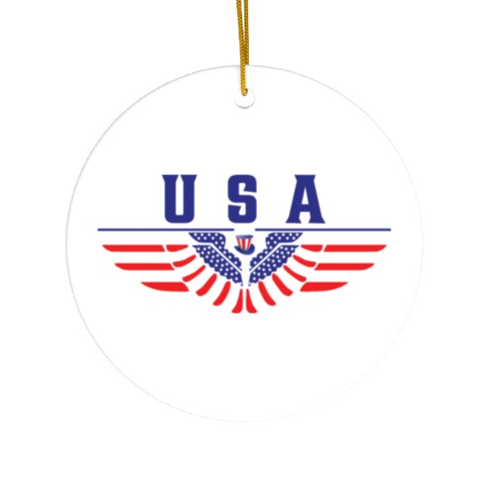 4th of July USA American Flag Eagle Colored Wings. Ceramic Ornaments