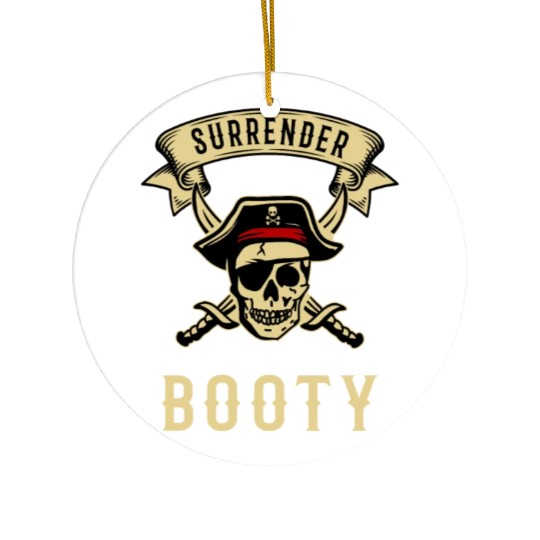 Surrender Your Booty Pirate Skull Crossbones Ceramic Ornaments