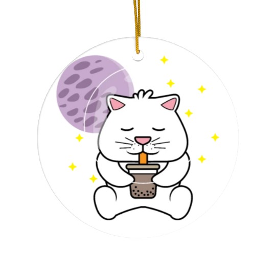 Kawaii Cat Space Pet Lover Gift Ceramic Ornaments