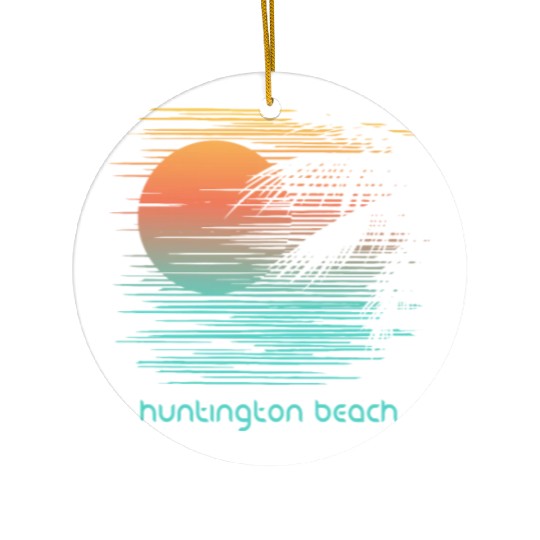 Artistic Huntington Beach California Palm Tree Ceramic Ornaments