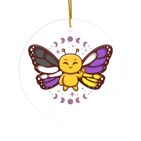 Gender Non-Binary Monarch Butterfly Subtle Pride Ceramic Ornaments